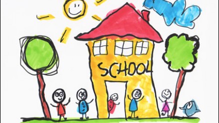 child like drawing of a school