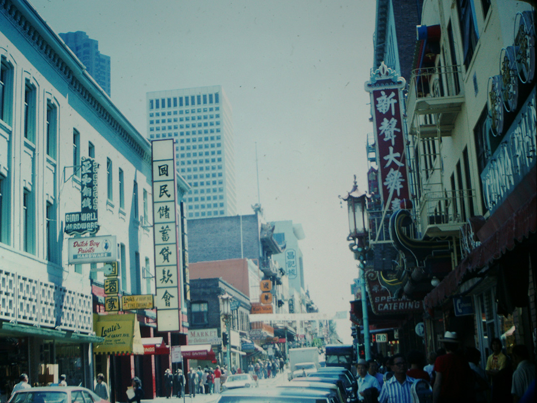 Color photo of Chinatown landscape in San Francisco in the 1970s